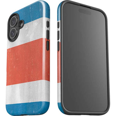 Costa Rican Flag Distressed iPhone 16 Plus Impact Case